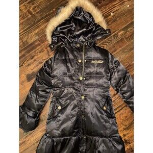 Vintage Y2K Baby‎ Phat Down Feather Filled Puffer Coat L Nostalgia Fur Trim Hood